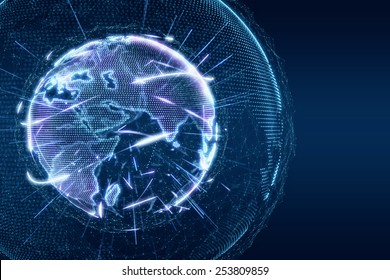 World News Earth Globe Glow Shine Lines Transparent Illustration Blue