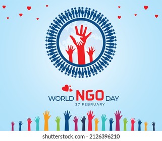 World NGO Day. 27th February. Template For Background, Banner, Card, Poster.