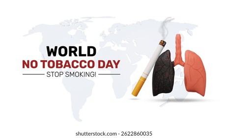 Concepto de concienciación sobre el Día Mundial Sin Tabaco – Di no al tabaco con pulmones enfermos y sanos