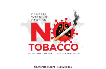 World No Tobacco Day Typography Concept With Lung Infection And Corona Virus Covid 19 Impact