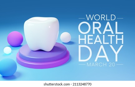 World Oral Health day is observed annually on March 20, a year long campaign dedicated to raising global awareness of the issues around oral health and the importance of oral hygiene. 3D rendering - Powered by Shutterstock