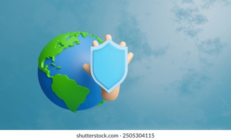 World Ozone Day 16 September concept design with green globe. International day for the preservation of the ozone layer, Global warming and save world environment and save life concept. 3D rendering - Powered by Shutterstock