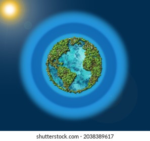 world ozone day concept design with green globe. Ozone day 3d illustration background. - Powered by Shutterstock