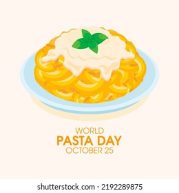 World Pasta Day illustration. Macaroni and Cheese drawing. Pasta with cream sauce, cheese and basil leaf icon. October 25. Important day - Powered by Shutterstock