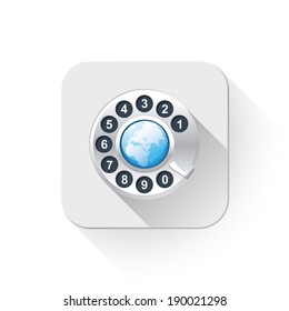 world phone With long shadow over app button