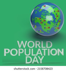 World population day 3d illustration rendering for banner, brochure, poster, flyer, template, etc