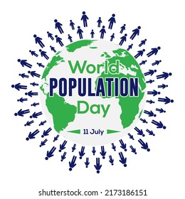 World Population Day illustration with text andd human crowd
