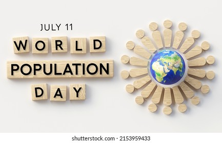 World Population day is observed every year on July 11th, which seeks to raise awareness of global population issues. 3D Rendering