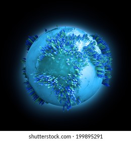 World population - tiny people on a globe