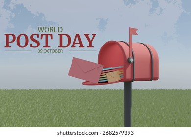 World post Day 3d render banner design, clean and modern style on white background, perfect for posters, flyers, and digital use illustration