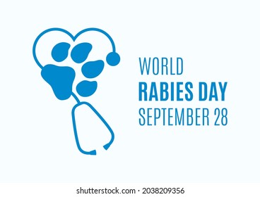 World Rabies Day illustration. Animal paw print and stethoscope silhouette icon. Rabies Day Poster, September 28. Important day - Powered by Shutterstock