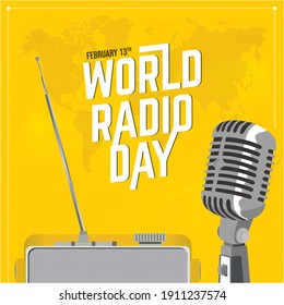 World Radio day. abstract yellow background
