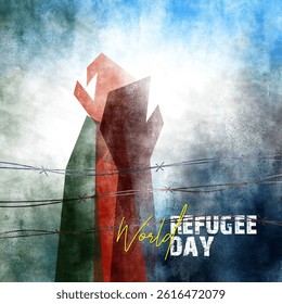 World Refugee Day Background with wear symbol and text logo design