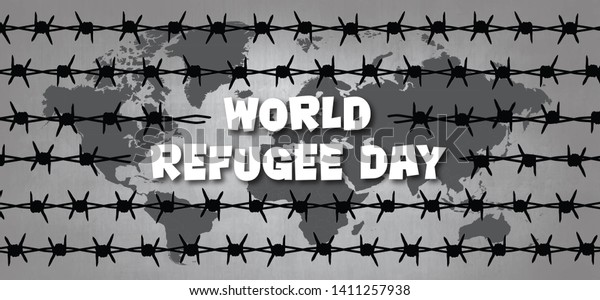 World Refugee Day June Barbed Wire Stock Illustration 1411257938