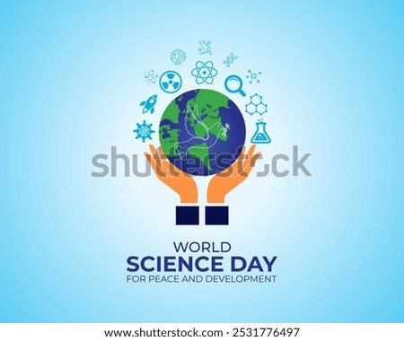 World Science Day for Peace and Development. November 10.Template for background with banner, poster and card. Flat illustration. Jpeg format.
