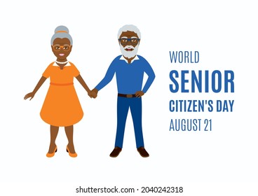 World Senior Citizen's Day illustration. Smiling african american elderly senior couple icon. Happy black ethnicity old man and woman icon. Cheerful african senior couple cartoon character - Powered by Shutterstock