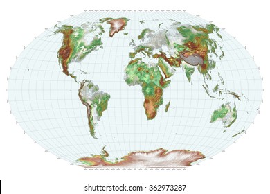 World Sphere - Globe -Grid Lines - Hillshade - Colorful Elevation-24x36