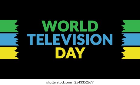 World Television Day text with side lines on a black background. Which is observed every year in November to celebrate and wish World Television Day. - Powered by Shutterstock