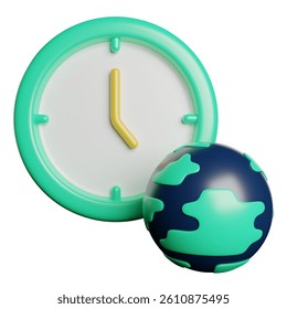 World Time Clock 3D Rendering Icon Illustration