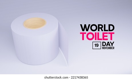 World Toilet Day (Novemberv19) concept design 3d illustration with tissue paper roll in the white background. Global sanitation crisis awareness template.  - Powered by Shutterstock