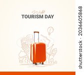 World Tourism Day. Travel suitcase concept 08