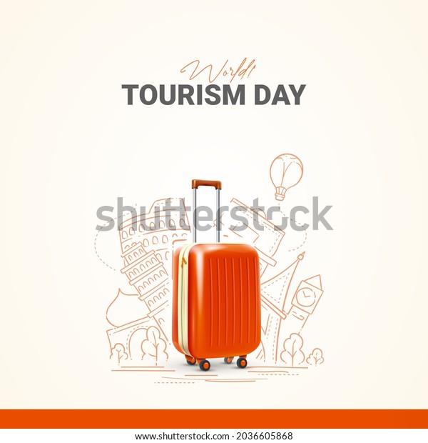 World Tourism\
Day. Travel suitcase concept\
08