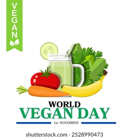 World vegan day. Happy world vegan day celebration. November 1. Vector illustration Template - Powered by Shutterstock