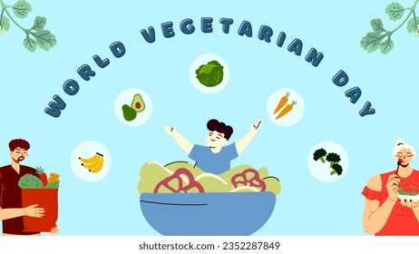 World Vegetarian Day Concept Illustration With Vegan People - Powered by Shutterstock