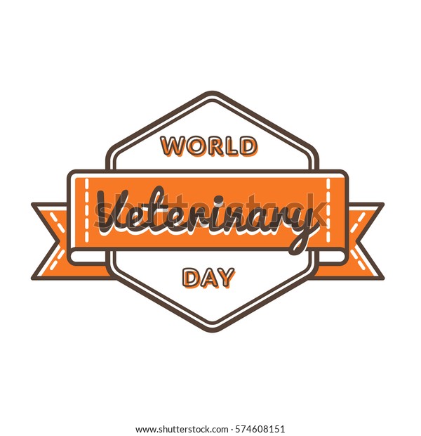 World Veterinary Day Emblem Isolated Illustration Stock Illustration