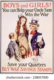 World War I American War Savings Stamps Poster By James Montgomery Flagg, 1918