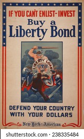 World War I, 'If You Can't Enlist, Invest - Buy A Liberty Bond - Defend Your Country With Your Dollars', Poster By Winsor McCay, 1918.