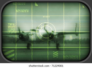 World War II Era US Bomber Pictured On An Old Tv Screen