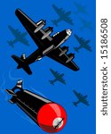 World war two bomber dropping a bomb