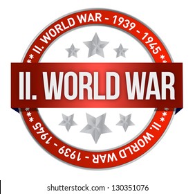 World War Two Red Seal Stamp Illustration Design Over White