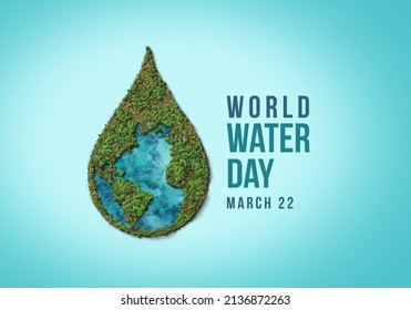 World Water Day Concept Background. GROUNDWATER - MAKING THE INVISIBLE VISIBLE. Water day 2022 3d concept. Fresh green water drop. - Powered by Shutterstock