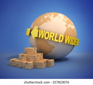 World Wide Shipping 3d Illustration