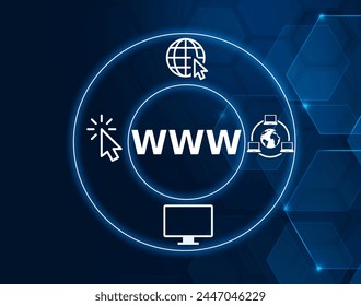 World wide web concept a computer connected to the internet that maintains a series of web pages on the World Wide Web.