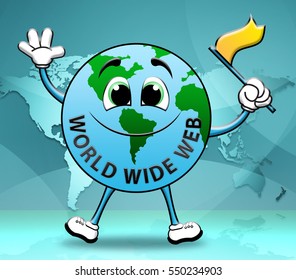 World Wide Web Globe Character Shows Online Searching 3d Illustration