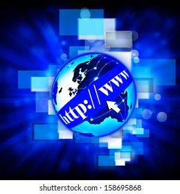 World Wide Web, world internet and optic fiber technology concept