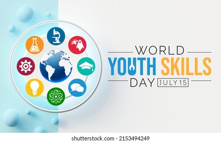 World Youth Skills Day (WYSD) Is Observed Every Year On July 15, Aims To Recognize The Strategic Importance Of Equipping Young People With Skills For Employment And Decent Work. 3D Rendering