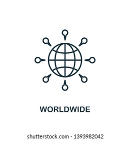 Worldwide Icon. Outline Style Thin Design From Business Icons Collection. Pixel Perfect Simple Pictogram Worldwide Icon For UX And UI