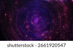 A wormhole in time and space, warping through science fiction. Abstract jump into space in hyperspace among colorful stars. Flying through the purple red blue space tunnel. Seamless loop, 3D animation