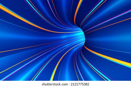 Wormhole in universe  Hyperjump  black hole 3D illustration  Spatial tunnel in structure time  Data flow moving in cyberspace