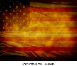 Worn american flag