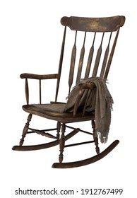 Worn Rocking Chair 3D illustration on white background