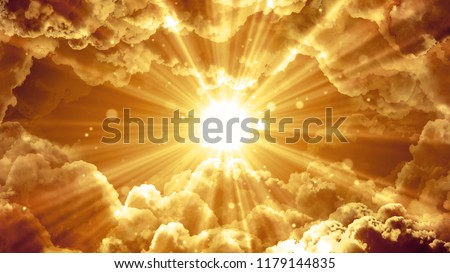 Worship and Prayer based cinematic clouds and light rays background useful for divine, spiritual, fantasy concepts. Stockfoto © 