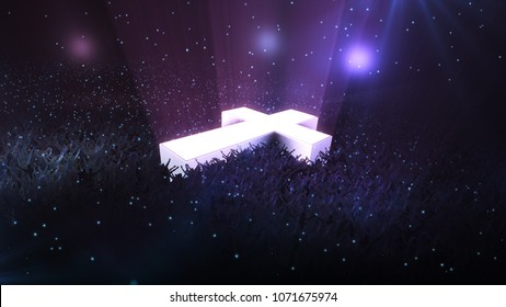 Worship Service, Celebration At Night, 3d Rendering