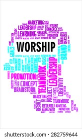 Worship Word Concept With Head Shape