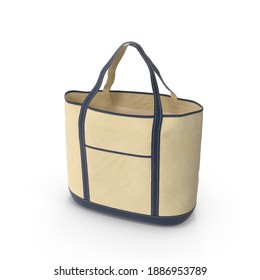 Woven Beach Bag Isolated In White Texture Background 3d Rendering 3d Illustration