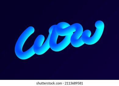 Wow Typography Abstract Background and Gradient  3D Rendered Flower writing WOW text